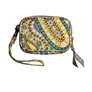 Vera Bradley Lemon Parfait Paisley Floral Small Wristlet Wallet‎
